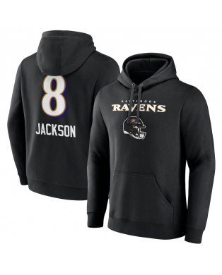 Lamar Jackson Baltimore Ravens – Schwarzer Pullover-Hoodie mit Team-Schriftzug