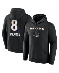 Lamar Jackson Baltimore Ravens – Schwarzer Pullover-Hoodie mit Team-Schriftzug