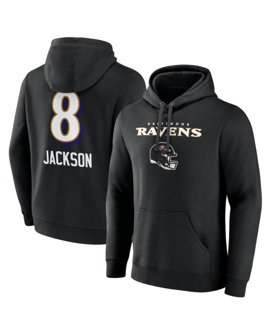 Lamar Jackson Baltimore Ravens – Schwarzer Pullover-Hoodie mit Team-Schriftzug