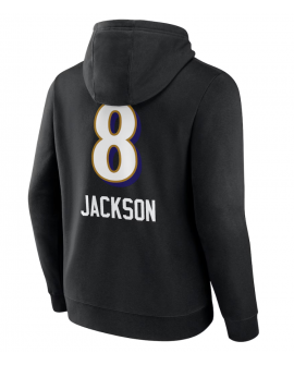 Lamar Jackson Baltimore Ravens – Schwarzer Pullover-Hoodie mit Team-Schriftzug